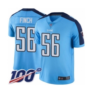 Men's Tennessee Titans #56 Sharif Finch Limited Light Blue Rush Vapor Untouchable 100th Season Football Jersey
