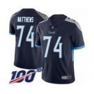 Men's Tennessee Titans #74 Bruce Matthews Navy Blue Team Color Vapor Untouchable Limited Player 100th Season Football Jersey