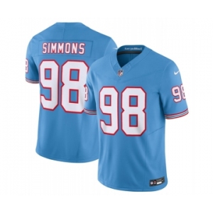 Men's Tennessee Titans #98 Jeffery Simmons Light Blue 2023 F.U.S.E. Vapor Limited Throwback Stitched Football Jersey