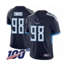Men's Tennessee Titans #98 Jeffery Simmons Navy Blue Team Color Vapor Untouchable Limited Player 100th Season Football Jersey