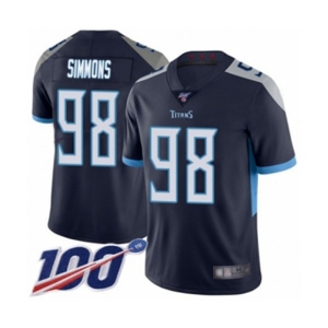 Men's Tennessee Titans #98 Jeffery Simmons Navy Blue Team Color Vapor Untouchable Limited Player 100th Season Football Jersey