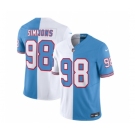 Men's Tennessee Titans #98 Jeffery Simmons White Blue 2023 F.U.S.E. Split Vapor Limited Throwback Football Stitched Jersey
