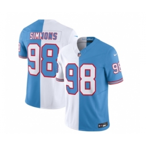 Men's Tennessee Titans #98 Jeffery Simmons White Blue 2023 F.U.S.E. Split Vapor Limited Throwback Football Stitched Jersey