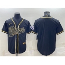 Men's Tennessee Titans Blank Black Gold With Patch Cool Base Stitched Baseball Jersey