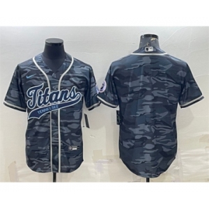 Men's Tennessee Titans Blank Gray Camo With Patch Cool Base Stitched Baseball Jersey