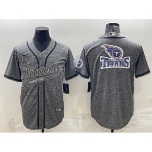 Men's Tennessee Titans Gray Team Big Logo With Patch Cool Base Stitched Baseball Jersey