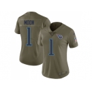Women Nike Tennessee Titans #1 Warren Moon Olive Stitched NFL Limited 2017 Salute to Service Jersey