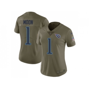 Women Nike Tennessee Titans #1 Warren Moon Olive Stitched NFL Limited 2017 Salute to Service Jersey