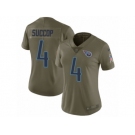 Women Nike Tennessee Titans #4 Ryan Succop Limited Olive 2017 Salute to Service NFL Jersey