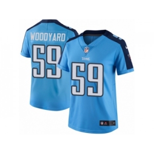 Women Nike Tennessee Titans #59 Wesley Woodyard Limited Light Blue Rush Vapor Untouchable NFL Jersey
