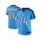 Women Nike Tennessee Titans #74 Bruce Matthews Limited Light Blue Rush Vapor Untouchable NFL Jersey