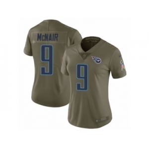 Women Nike Tennessee Titans #9 Steve McNair Limited Olive 2017 Salute to Service NFL Jersey