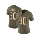 Women Nike Tennessee Titans #90 DaQuan Jones Limited Olive Gold 2017 Salute to Service NFL Jersey