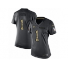 Women's Nike Tennessee Titans #1 Warren Moon Limited Black 2016 Salute to Service NFL Jersey
