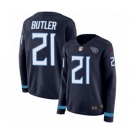 Women's Nike Tennessee Titans #21 Malcolm Butler Limited Navy Blue Therma Long Sleeve NFL Jersey