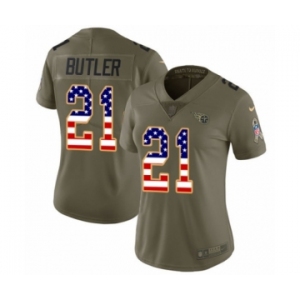 Women's Nike Tennessee Titans #21 Malcolm Butler Limited Olive USA Flag 2017 Salute to Service NFL Jersey