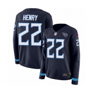 Women's Nike Tennessee Titans #22 Derrick Henry Limited Navy Blue Therma Long Sleeve NFL Jersey