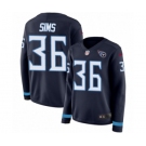 Women's Nike Tennessee Titans #36 LeShaun Sims Limited Navy Blue Therma Long Sleeve NFL Jersey