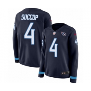 Women's Nike Tennessee Titans #4 Ryan Succop Limited Navy Blue Therma Long Sleeve NFL Jersey