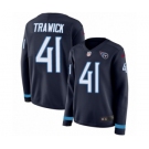 Women's Nike Tennessee Titans #41 Brynden Trawick Limited Navy Blue Therma Long Sleeve NFL Jersey