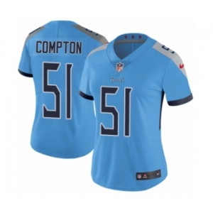 Women's Nike Tennessee Titans #51 Will Compton Light Blue Alternate Vapor Untouchable Elite Player NFL Jersey