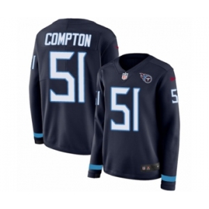 Women's Nike Tennessee Titans #51 Will Compton Limited Navy Blue Therma Long Sleeve NFL Jersey