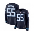 Women's Nike Tennessee Titans #55 Jayon Brown Limited Navy Blue Therma Long Sleeve NFL Jersey