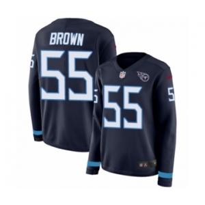 Women's Nike Tennessee Titans #55 Jayon Brown Limited Navy Blue Therma Long Sleeve NFL Jersey
