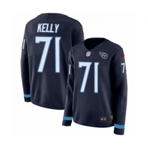 Women's Nike Tennessee Titans #71 Dennis Kelly Limited Navy Blue Therma Long Sleeve NFL Jersey