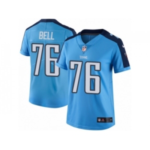 Women's Nike Tennessee Titans #76 Byron Bell Limited Light Blue Rush NFL Jersey