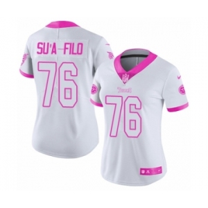 Women's Nike Tennessee Titans #76 Xavier Su'a-Filo Limited White Pink Rush Fashion NFL Jersey