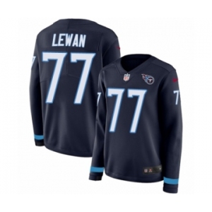 Women's Nike Tennessee Titans #77 Taylor Lewan Limited Navy Blue Therma Long Sleeve NFL Jersey