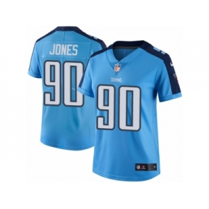 Women's Nike Tennessee Titans #90 DaQuan Jones Limited Light Blue Rush NFL Jersey