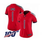 Women's Tennessee Titans #1 Warren Moon Limited Red Inverted Legend 100th Season Football Jersey