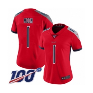 Women's Tennessee Titans #1 Warren Moon Limited Red Inverted Legend 100th Season Football Jersey