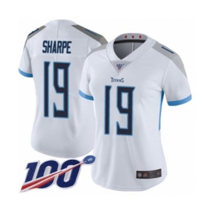 Women's Tennessee Titans #19 Tajae Sharpe White Vapor Untouchable Limited Player 100th Season Football Jersey