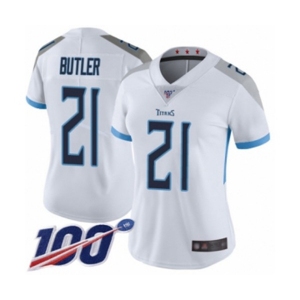 Women's Tennessee Titans #21 Malcolm Butler White Vapor Untouchable Limited Player 100th Season Football Jersey