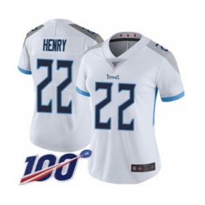 Women's Tennessee Titans #22 Derrick Henry White Vapor Untouchable Limited Player 100th Season Football Jersey