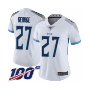 Women's Tennessee Titans #27 Eddie George White Vapor Untouchable Limited Player 100th Season Football Jersey