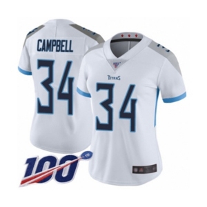 Women's Tennessee Titans #34 Earl Campbell White Vapor Untouchable Limited Player 100th Season Football Jersey