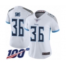 Women's Tennessee Titans #36 LeShaun Sims White Vapor Untouchable Limited Player 100th Season Football Jersey