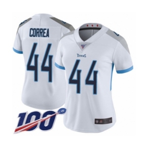 Women's Tennessee Titans #44 Kamalei Correa White Vapor Untouchable Limited Player 100th Season Football Jersey