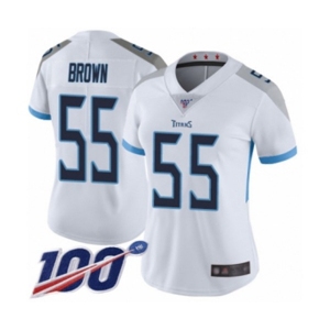Women's Tennessee Titans #55 Jayon Brown White Vapor Untouchable Limited Player 100th Season Football Jersey