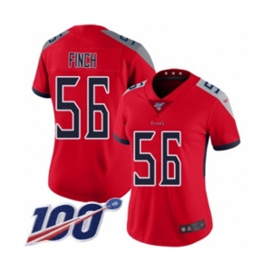 Women's Tennessee Titans #56 Sharif Finch Limited Red Inverted Legend 100th Season Football Jersey