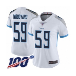 Women's Tennessee Titans #59 Wesley Woodyard White Vapor Untouchable Limited Player 100th Season Football Jersey