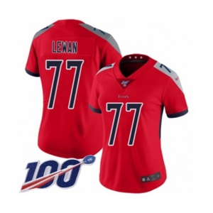 Women's Tennessee Titans #77 Taylor Lewan Limited Red Inverted Legend 100th Season Football Jersey