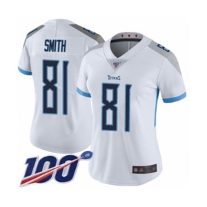 Women's Tennessee Titans #81 Jonnu Smith White Vapor Untouchable Limited Player 100th Season Football Jersey