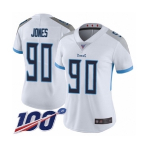 Women's Tennessee Titans #90 DaQuan Jones White Vapor Untouchable Limited Player 100th Season Football Jersey