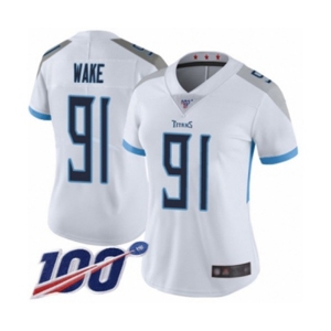 Women's Tennessee Titans #91 Cameron Wake White Vapor Untouchable Limited Player 100th Season Football Jersey