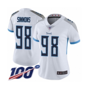 Women's Tennessee Titans #98 Jeffery Simmons White Vapor Untouchable Limited Player 100th Season Football Jersey